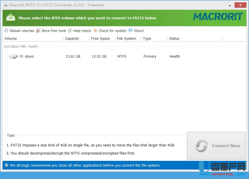 Macrorit NTFS to FAT32 Converter（NTFS转换为FAT32格式工具）v1.3绿色版