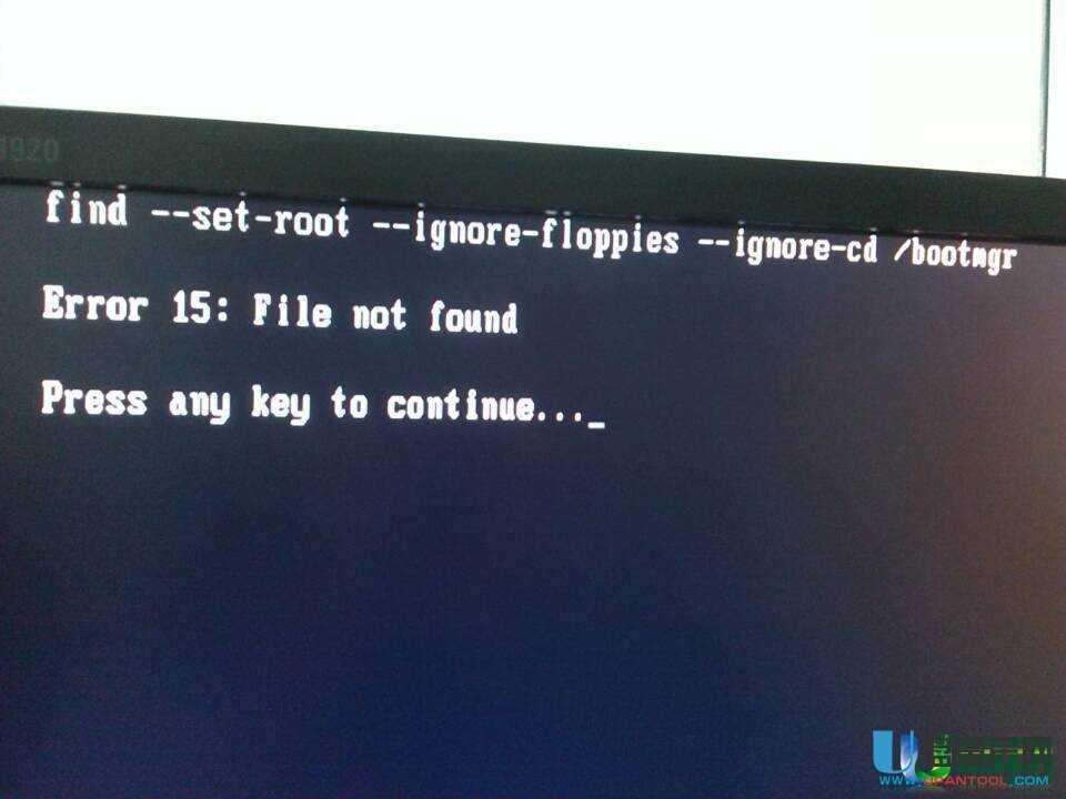 u盘安装系统后出现error 15：file not found怎么办