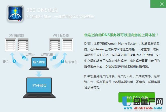 360 DNS优选最快DNS设置工具V6.0单文件绿色版
