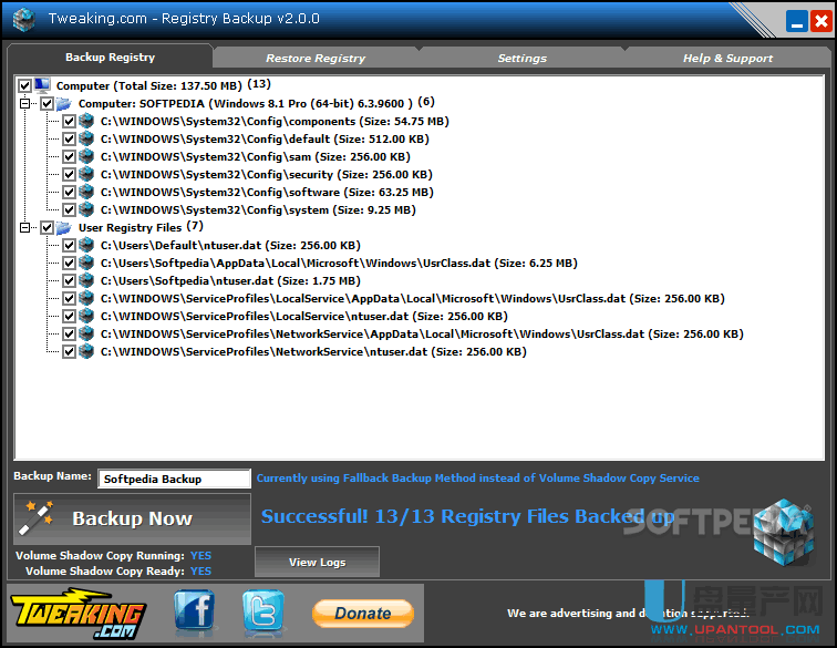 Registry Backup注册表备份器2.1.1绿色版