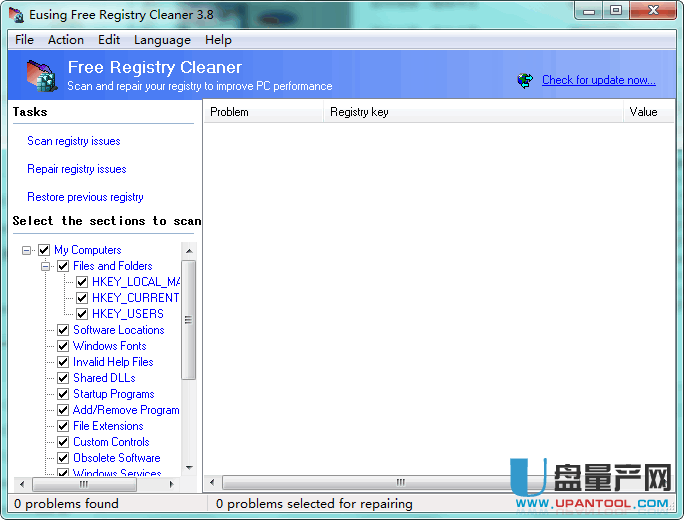 Eusing Free Registry Cleaner注册表除错工具3.8官方版