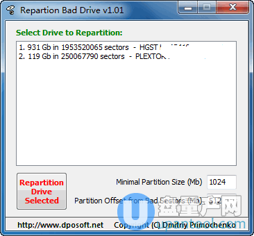 硬盘坏道隔离工具Repartition Bad Drive 1.1绿色版